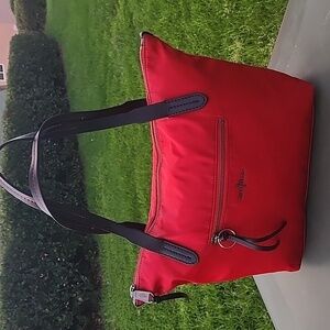 Cole Haan Red Parker Nylon Tote with Black Leather Bag